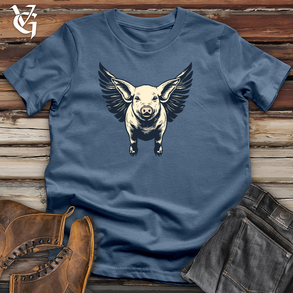 Viking Goods Vintage Winged Swine Cotton Tee Steel Blue / L