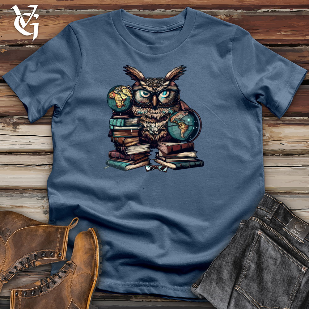 Viking Goods Wise Librarian Owl Cotton Tee Military Green / L