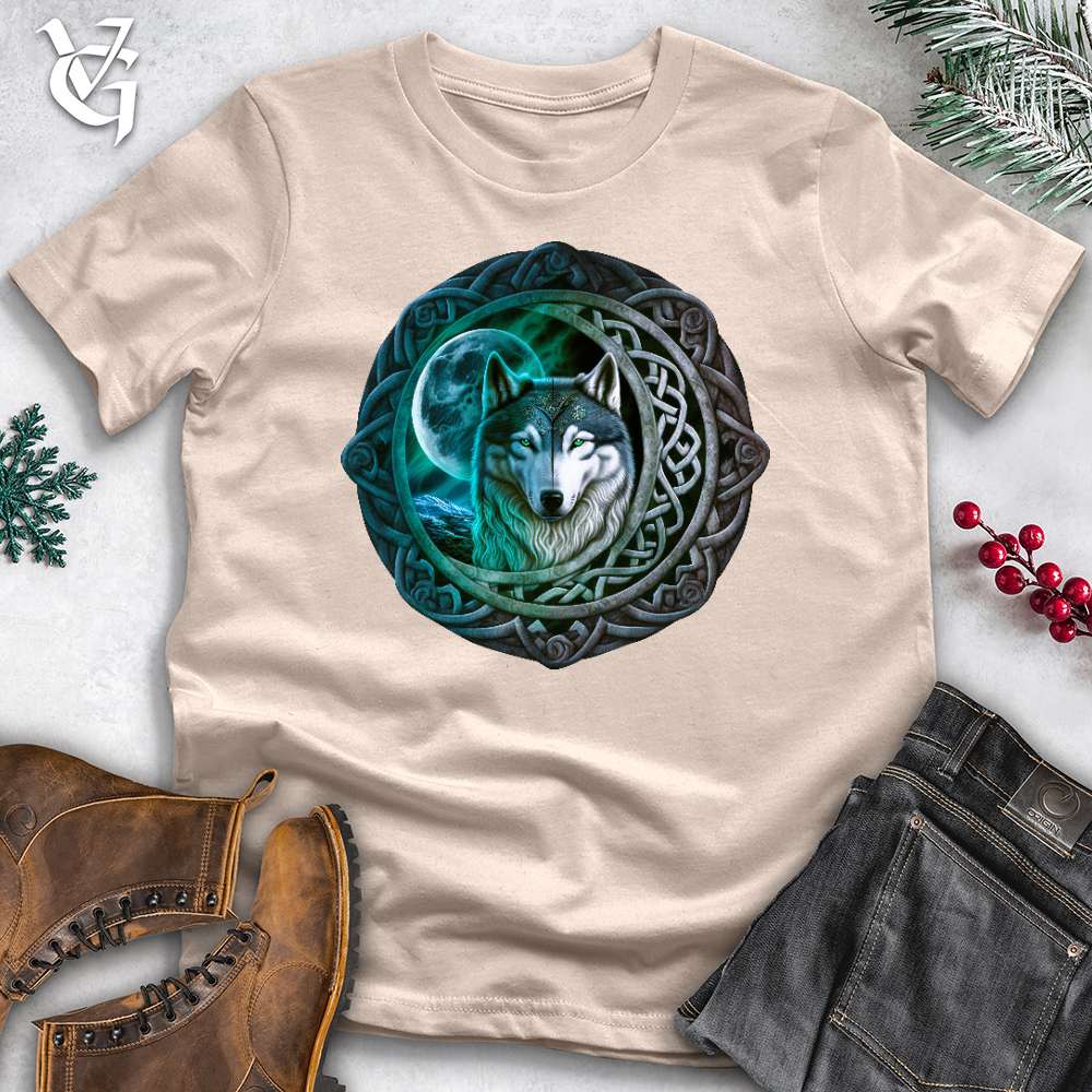 Viking Goods Celtic Moon Wolf Cotton Tee Tan / L