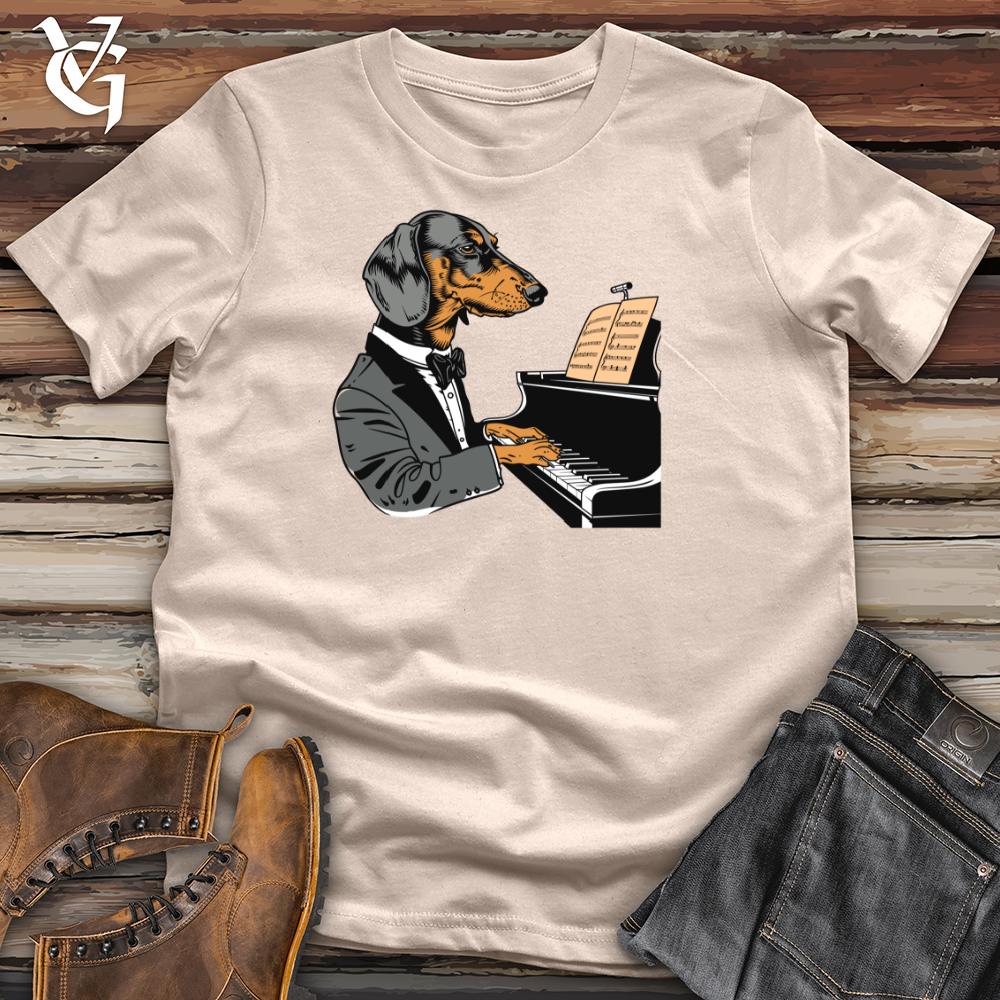 Viking Goods Dachshund Pianist Elegance Cotton Tee Tan / L