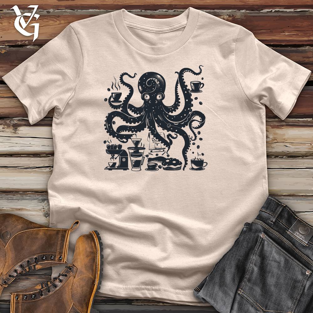 Viking Goods Octopus Barista Brew Cotton Tee Tan / L