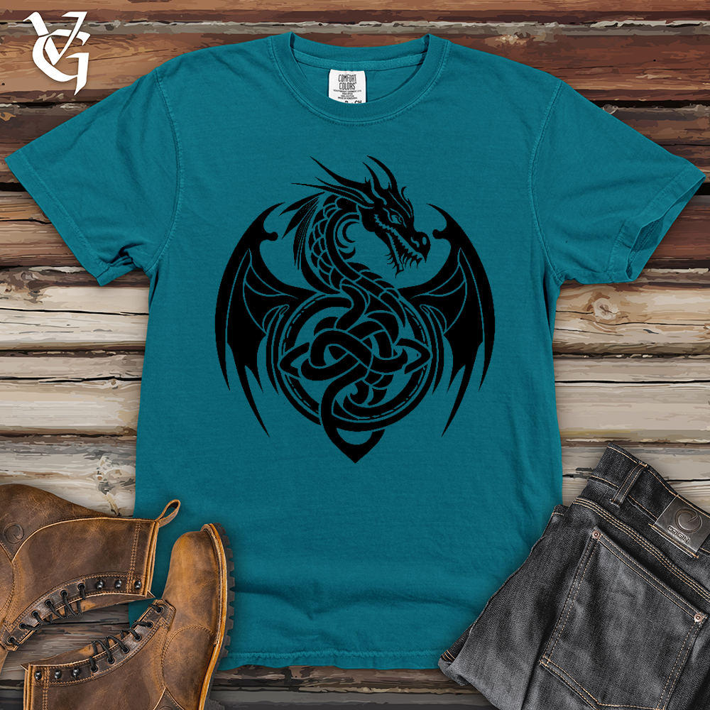 Viking Goods Celtic Rust Dragon Heavy Cotton Comfort Colors Tee Topaz Blue / L