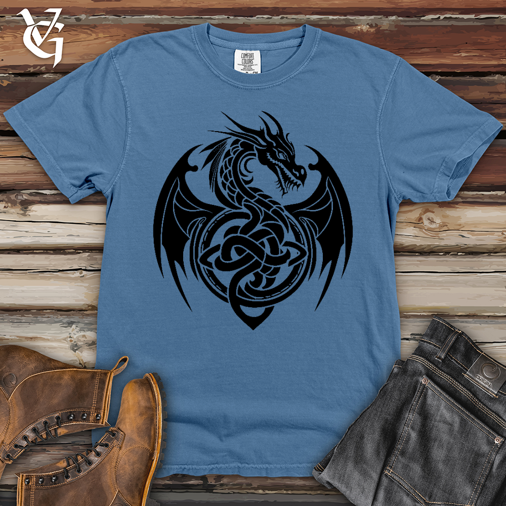 Viking Goods Celtic Rust Dragon Heavy Cotton Comfort Colors Tee Washed Denim / L