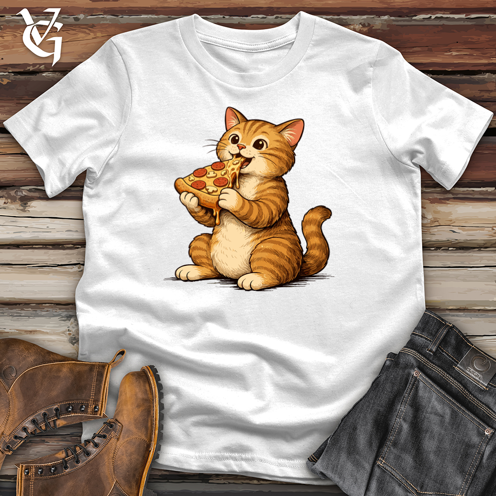 Viking Goods Cat Eating Pizza Tee White / L