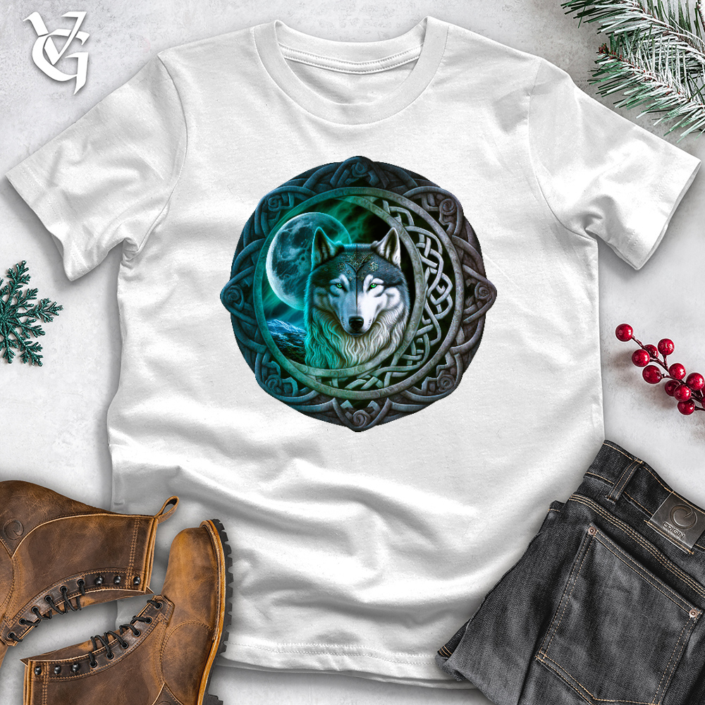 Viking Goods Celtic Moon Wolf Cotton Tee White / L
