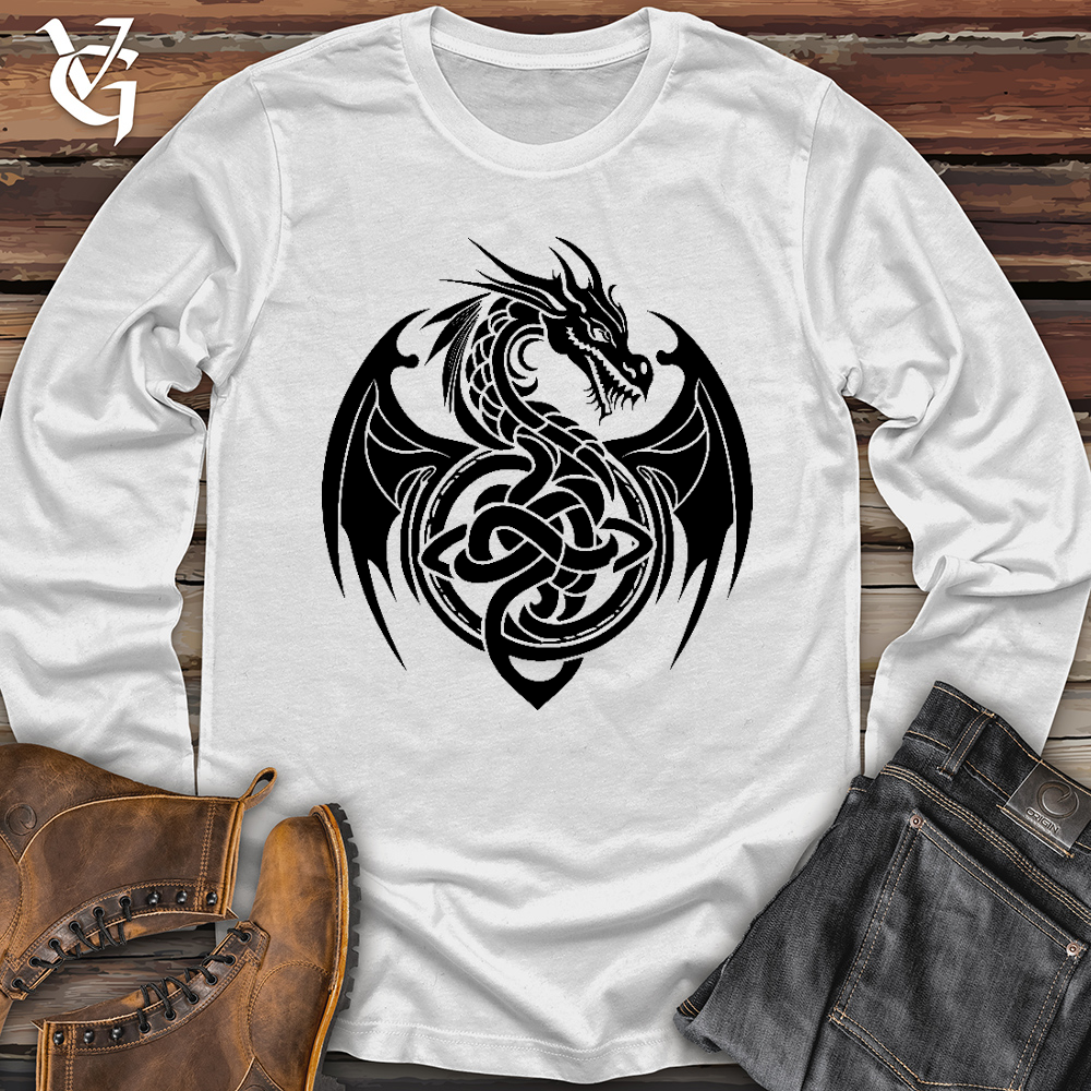 Viking Goods Celtic Rust Dragon Long Sleeve White / L