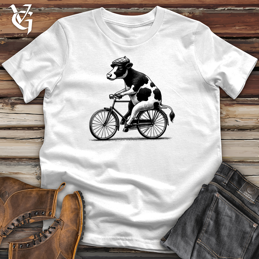 Viking Goods Cow Riding a Bike Softstyle Tee White / L