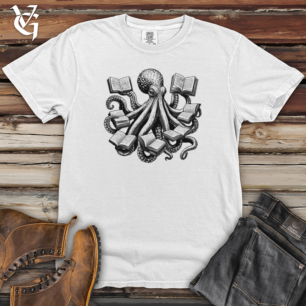 Viking Goods Octopus Reading Multiple Books Heavy Cotton Comfort Colors Tee White / L