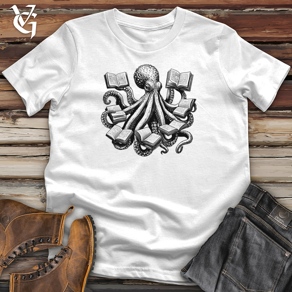 Viking Goods Octopus Reading Multiple Books Softstyle Tee White / L