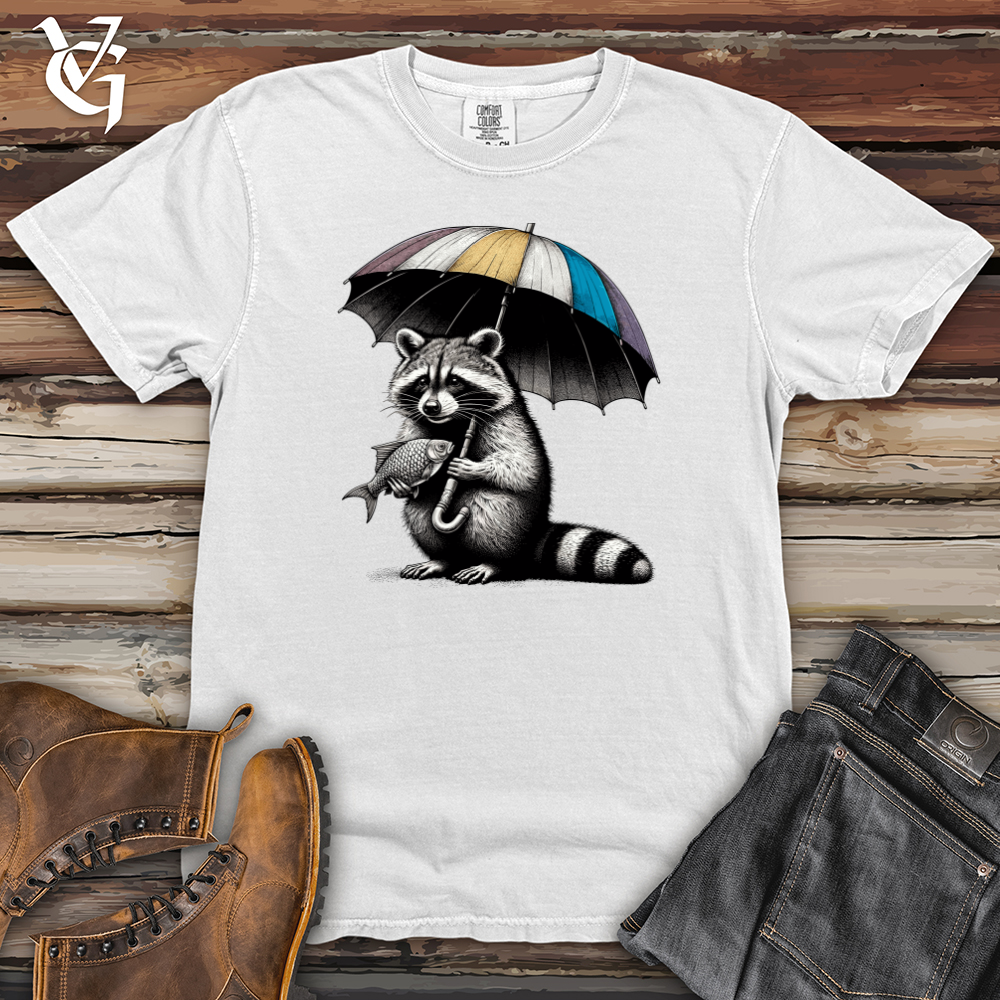 Viking Goods Raccoon is Holding The Umbrella Heavy Cotton Comfort Colors Tee White / L