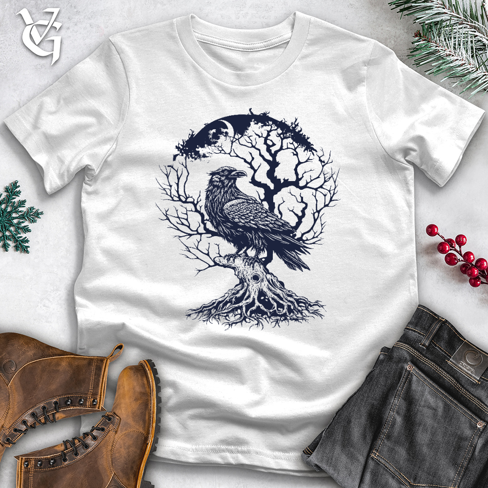 Viking Goods Raven and Old Tree Tattoo Cotton Tee White / L
