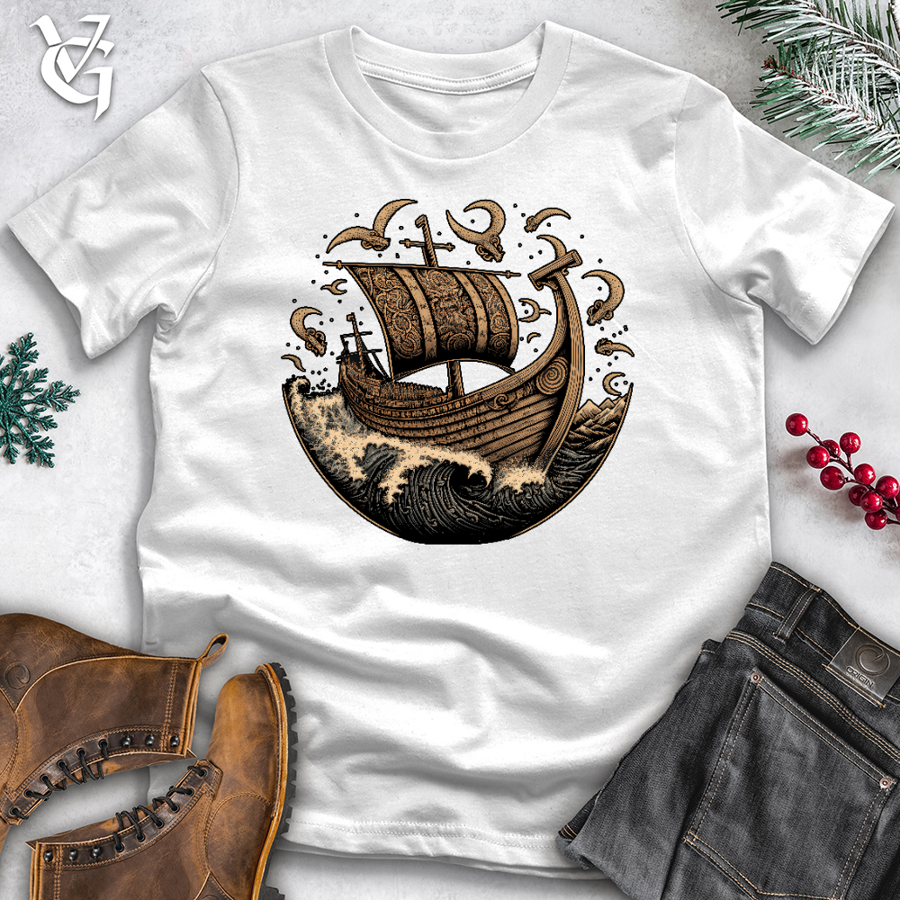 Viking Goods Vikings At Sea Cotton Tee White / L
