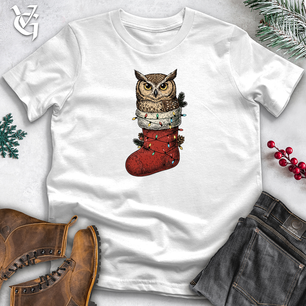Viking Goods Owl Inside Santa's Sock Softstyle Tee White / S