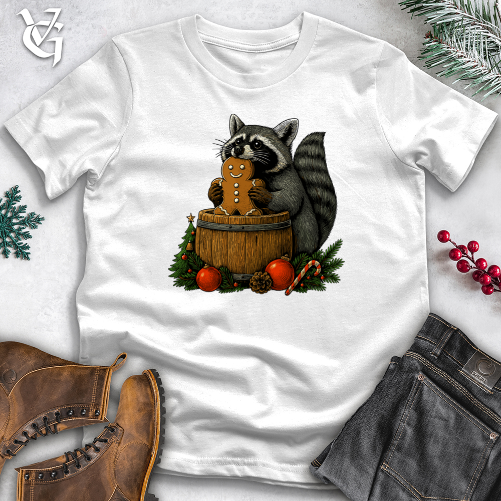 Viking Goods Raccoon Eating Christmas Cookie Softstyle Tee White / S
