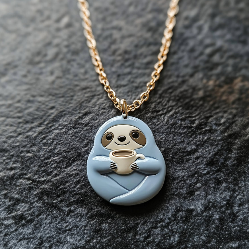 Sloth Coffee Gold Necklace