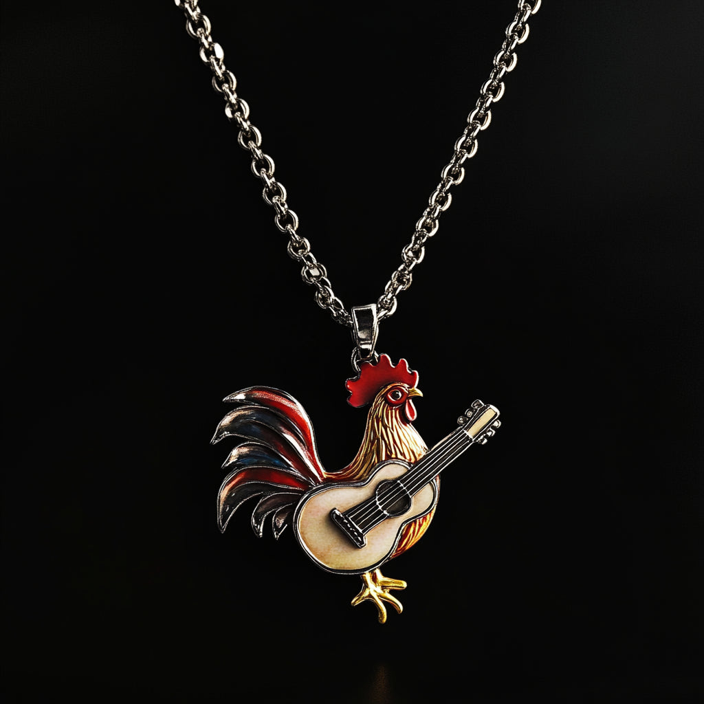 Chicken Guitarist Silver Necklace