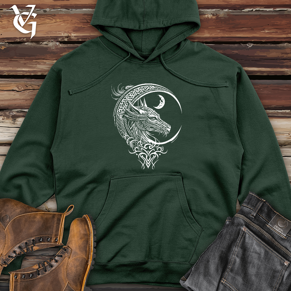 Celtic Dragon and Moon Midweight Hooded Sweatshirt