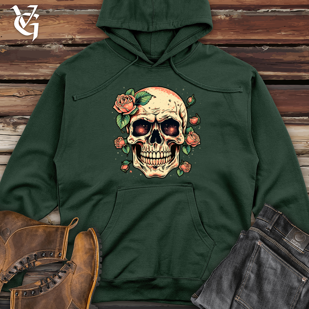 Cosmic Peach Skull Midweight Hooded Sweatshirt