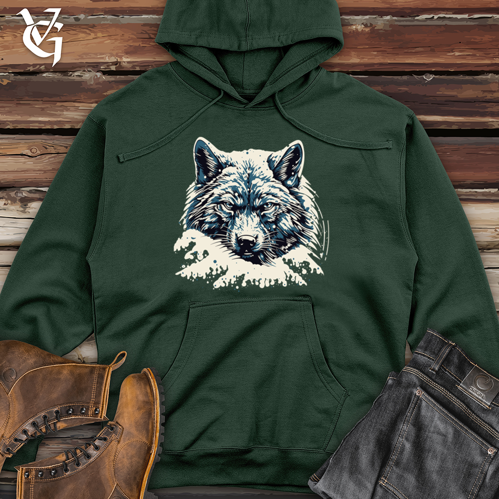 Retro Blizzard Wolf Midweight Hooded Sweatshirt