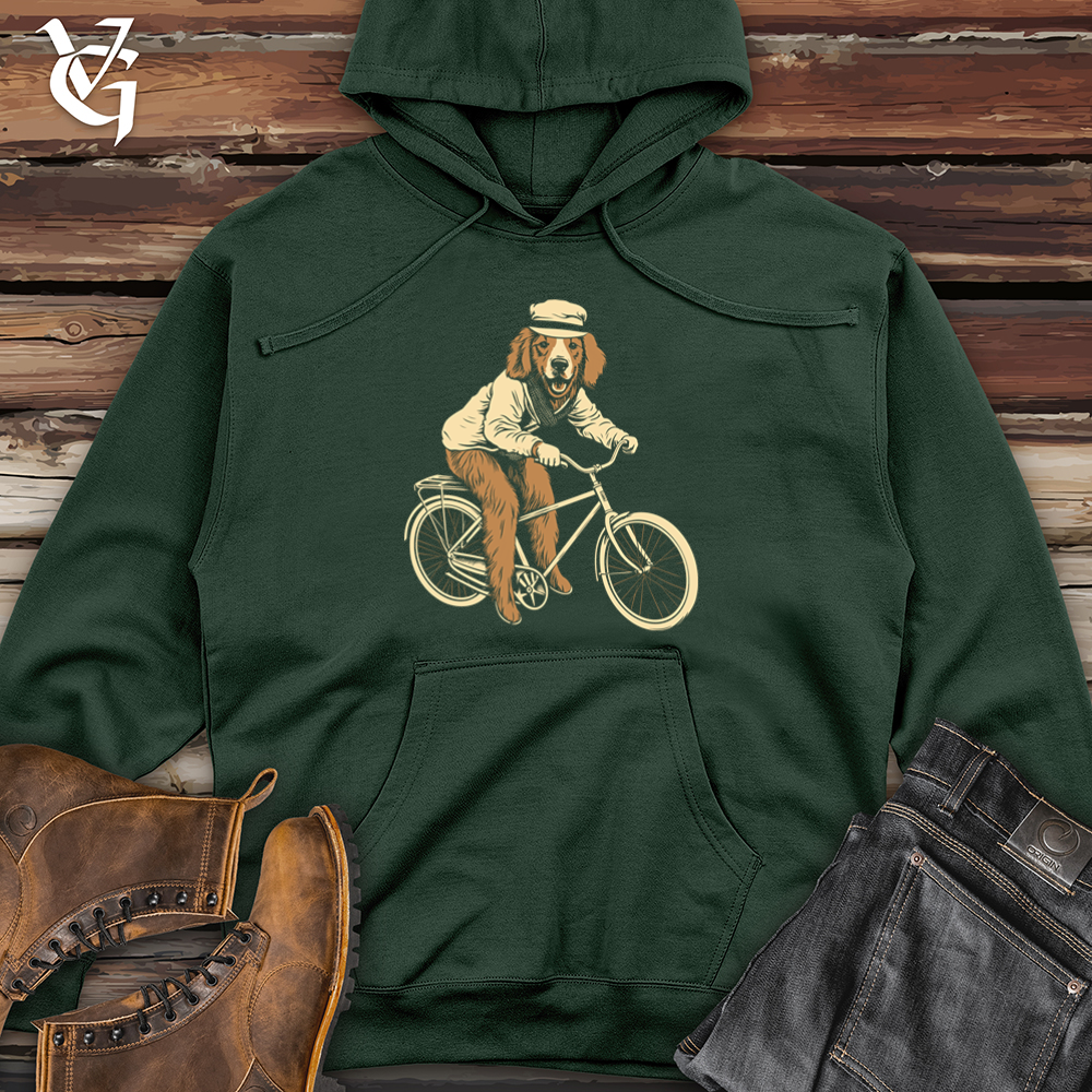 Vintage Bicycle Riding Golden Midweight Hooded Sweatshirt