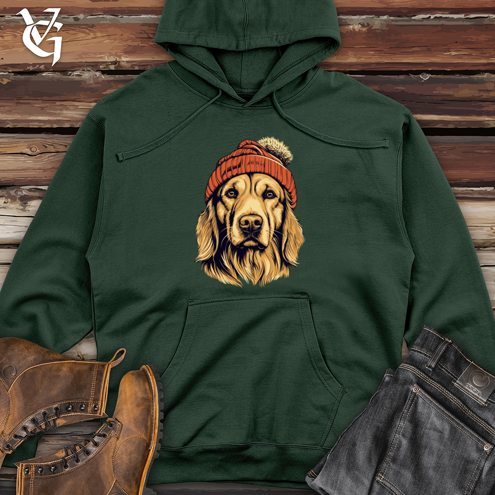 Vintage Beanie Golden Retriever Midweight Hooded Sweatshirt