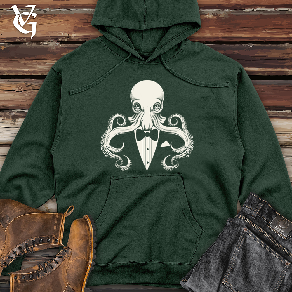 Retro Tuxedo Octopus Midweight Hooded Sweatshirt