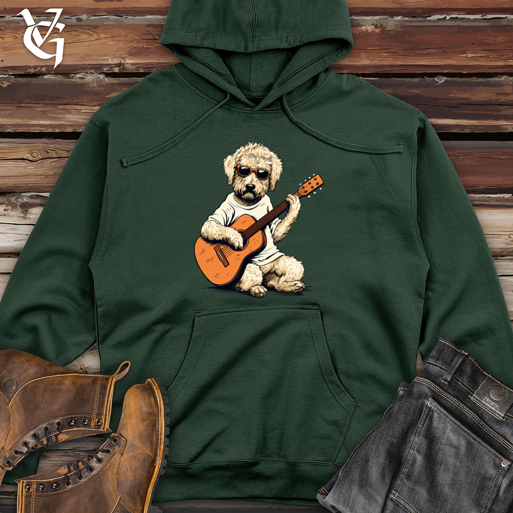 Strumming Doodle Dog Melody Midweight Hooded Sweatshirt