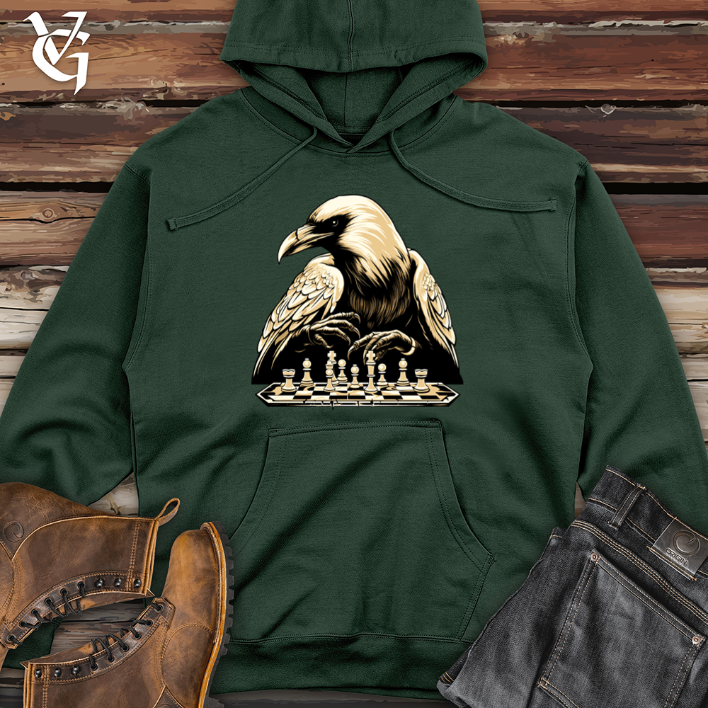 Strategizing Raven Chess Player Midweight Hooded Sweatshirt