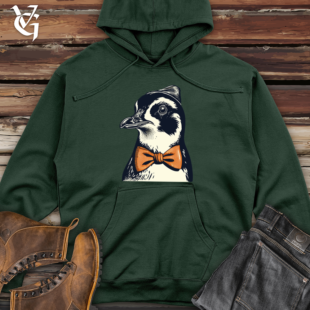 Retro Bow Tie Penguin Midweight Hooded Sweatshirt