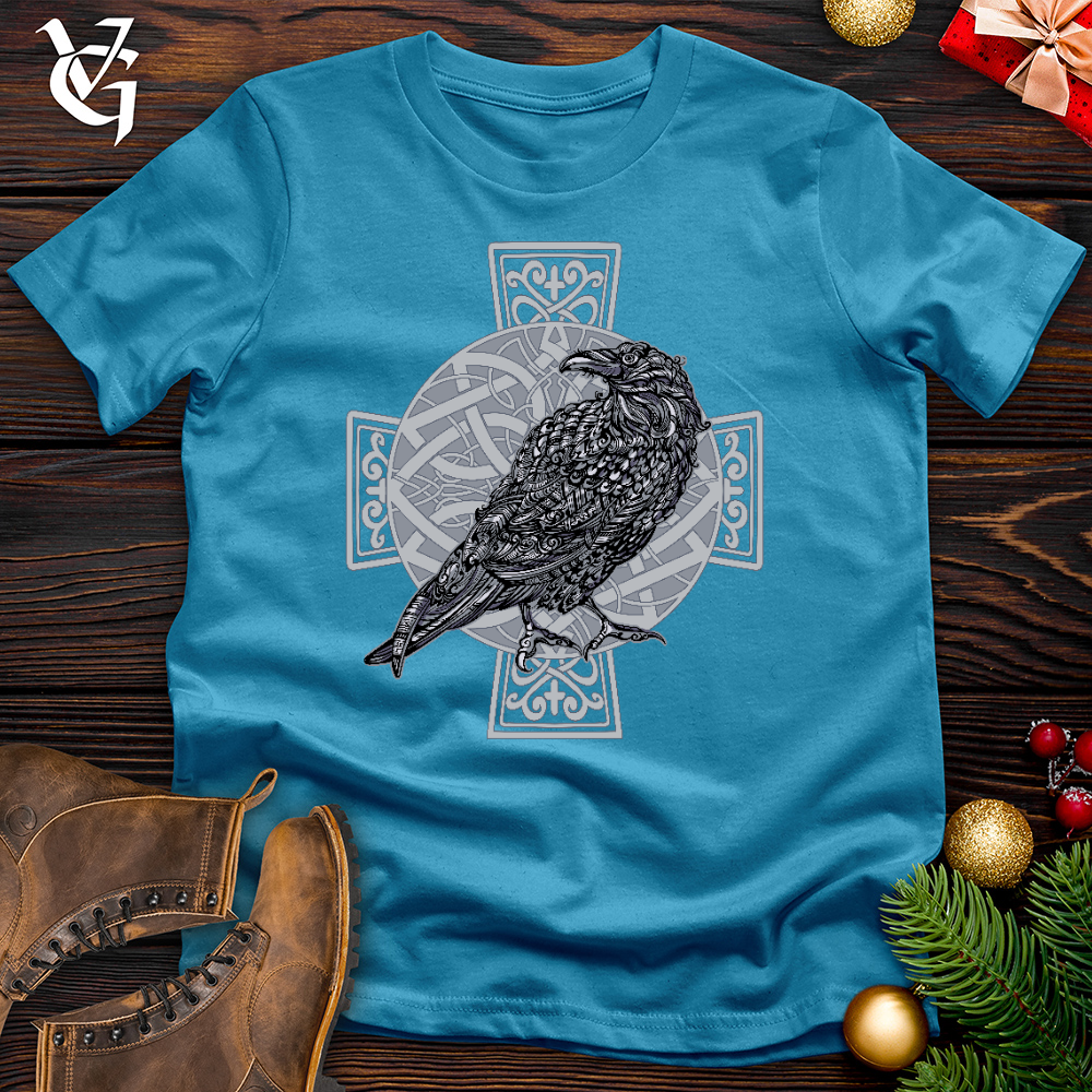 Celtic Cross Raven Cotton Tee
