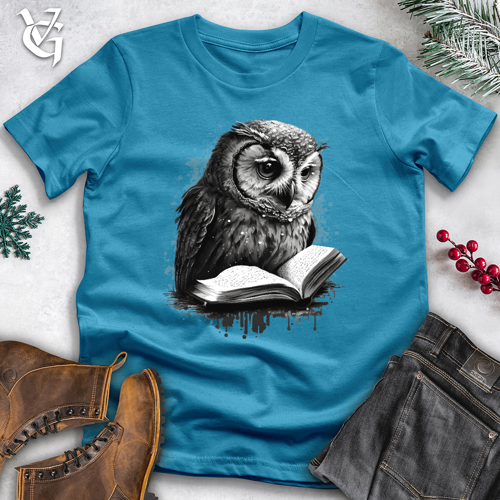 Owl Reading Book Cotton Tee