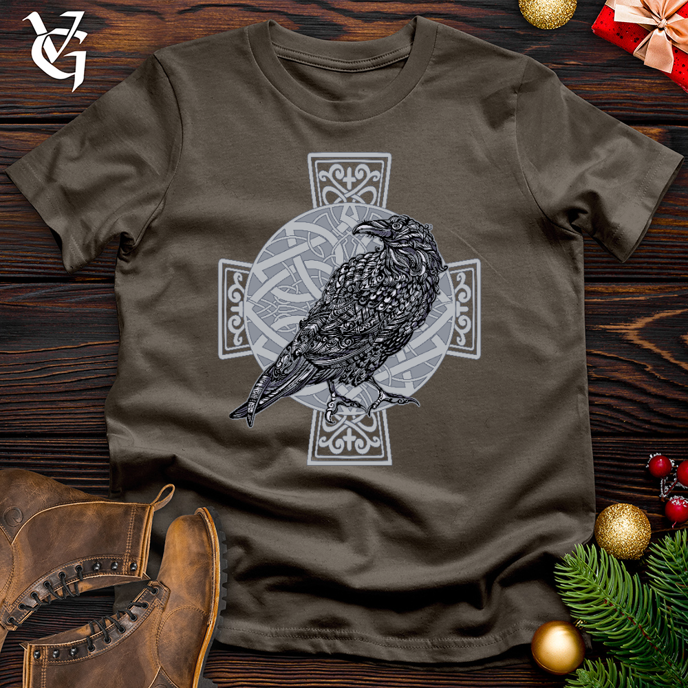 Celtic Cross Raven Cotton Tee
