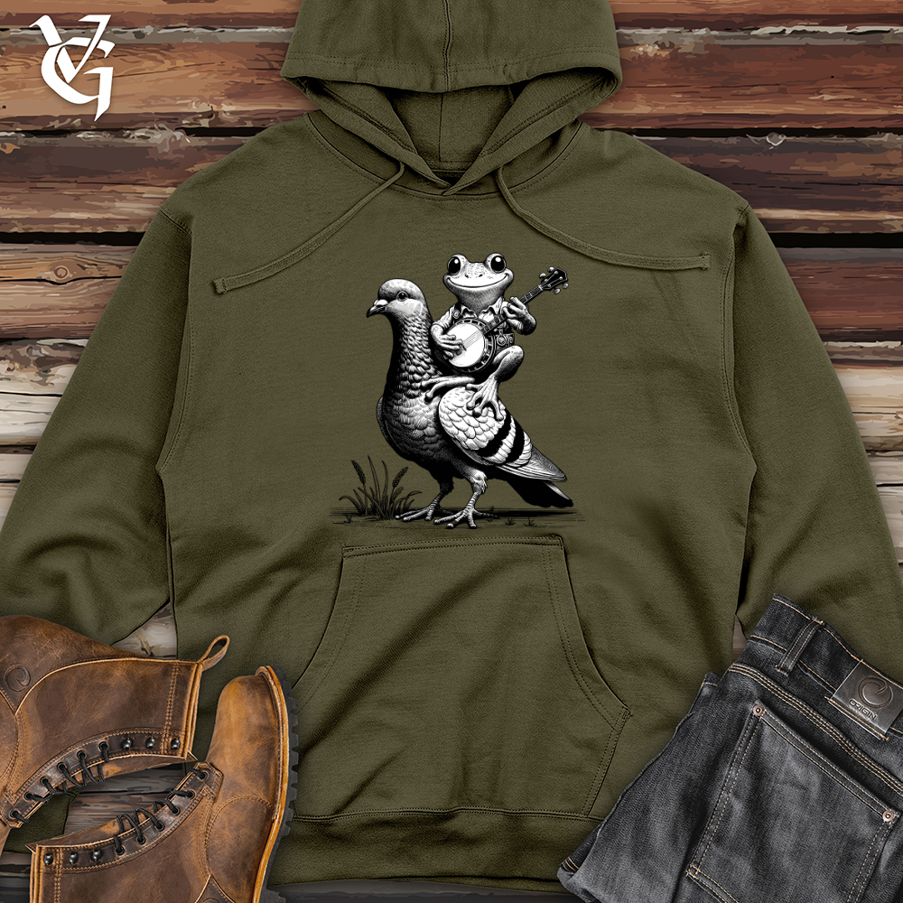 Banjo Frog On a Pigeon Midweight Hooded Sweatshirt