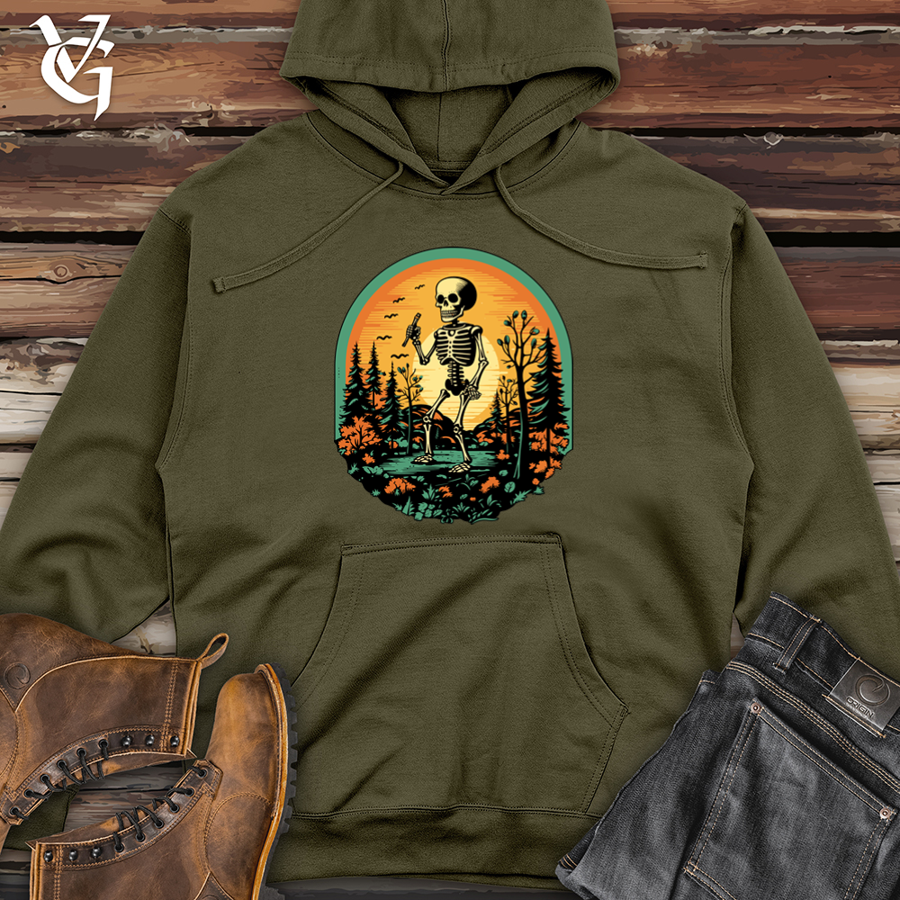 Vintage Skeletal Forest Planting Midweight Hooded Sweatshirt