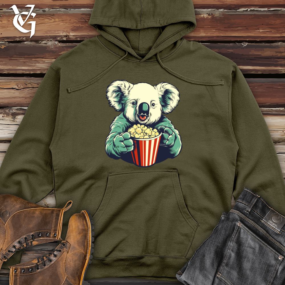 Popcorn-Munching Koala Midweight Hooded Sweatshirt