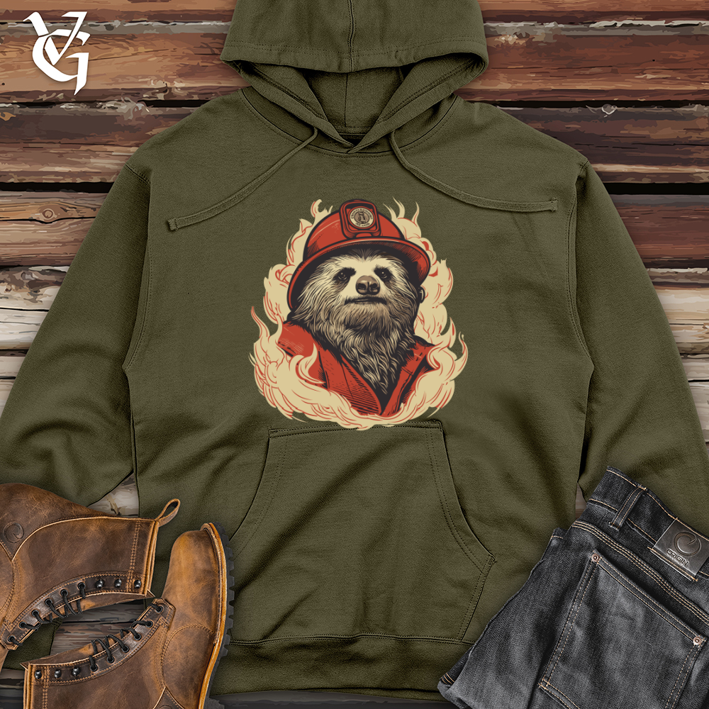 Retro Fire Sloth Midweight Hooded Sweatshirt