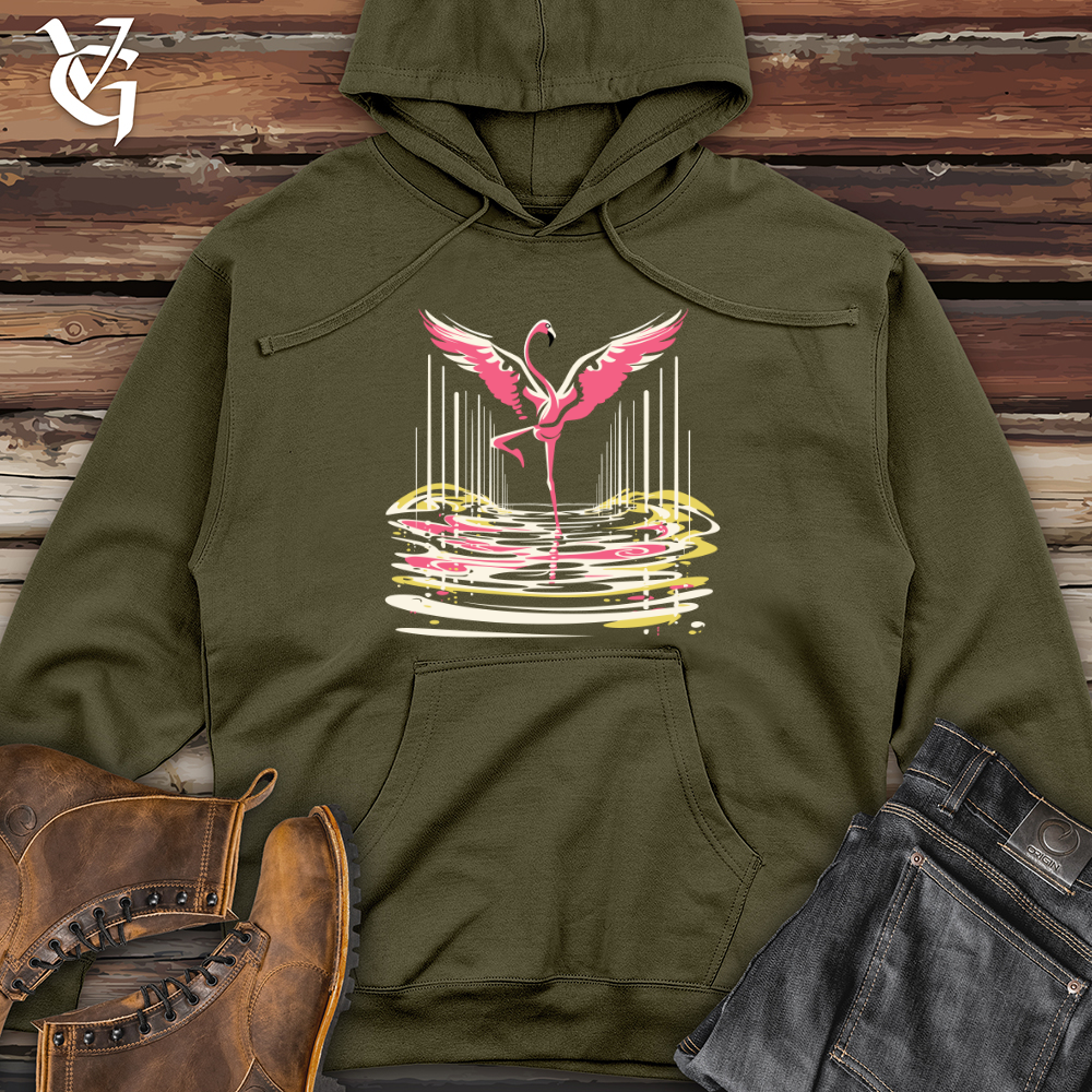 Flamingo Dance Ripples Midweight Hooded Sweatshirt