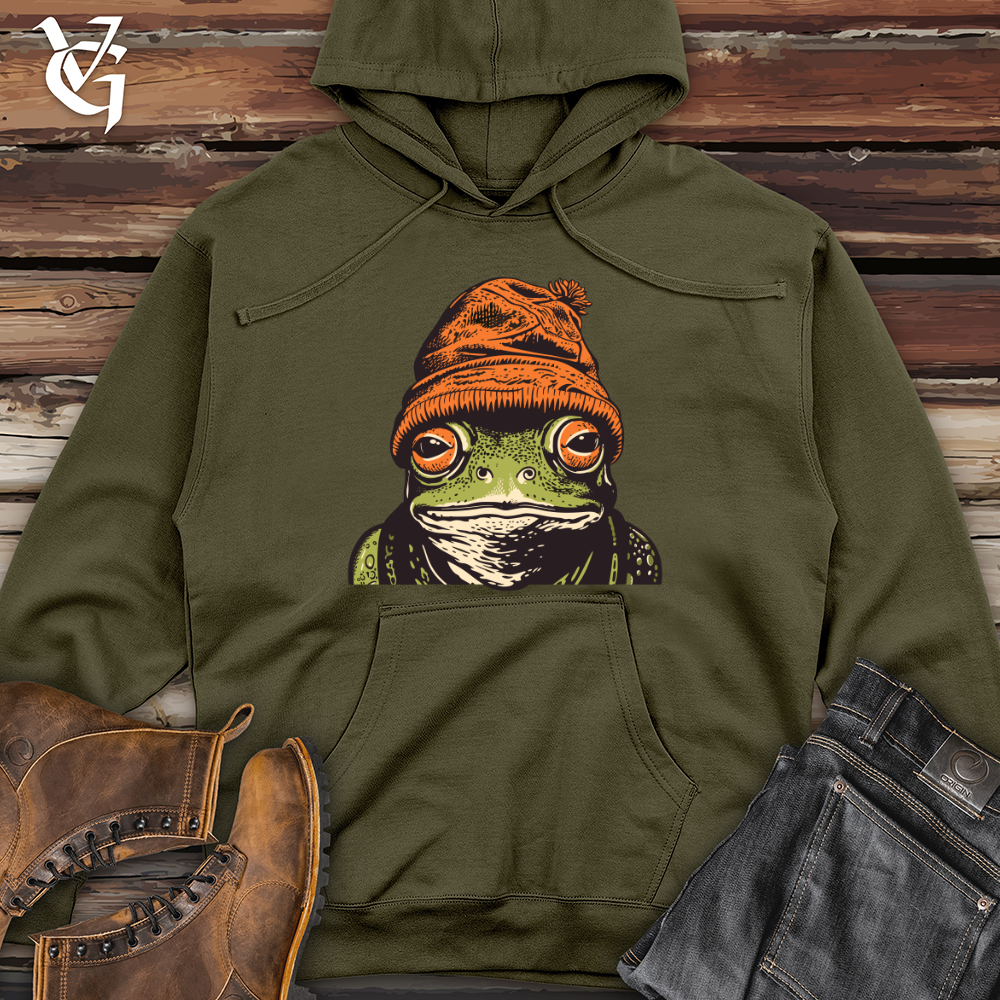 Retro Beanie Frog Midweight Hooded Sweatshirt