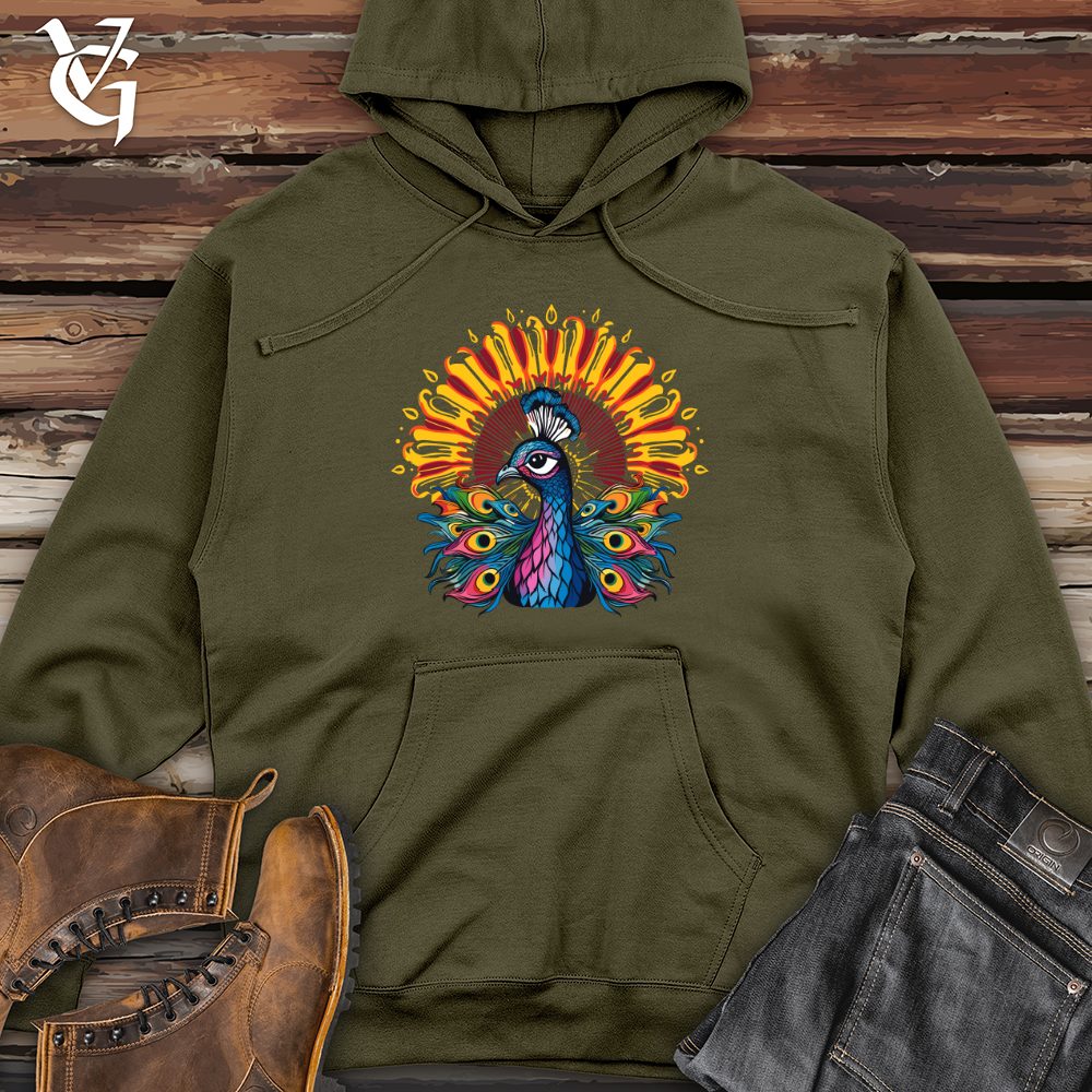 Radiant Plume Peacock Midweight Hooded Sweatshirt