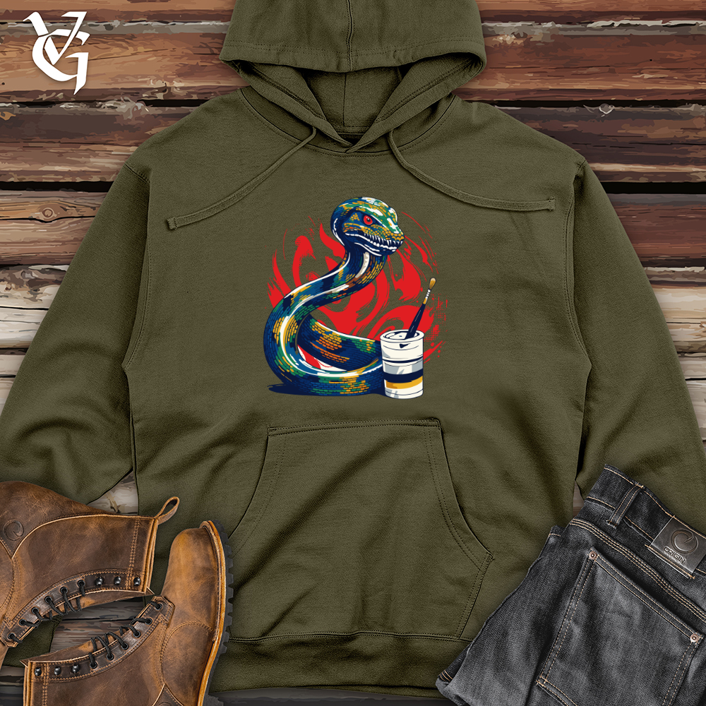 Abstract Serpent Strokes Midweight Hooded Sweatshirt