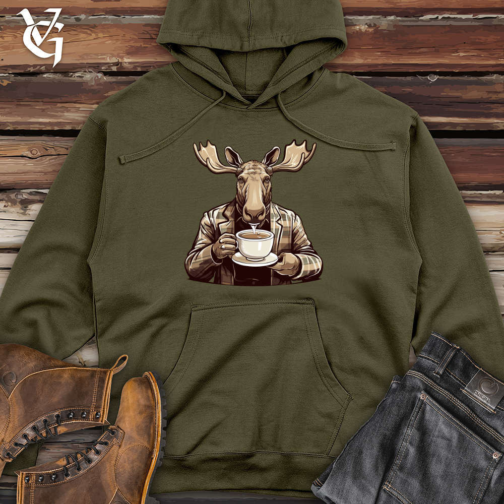 Mug-Wielding Moose Midweight Hooded Sweatshirt