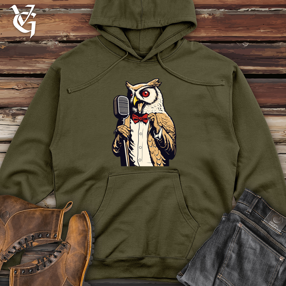 Vintage Melodic Owl 01 Midweight Hooded Sweatshirt