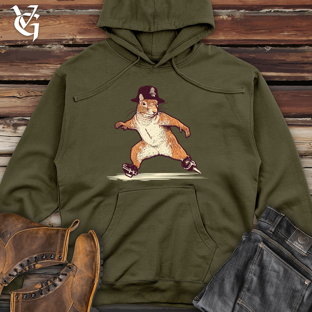 Vintage Skating Squirrel Midweight Hooded Sweatshirt