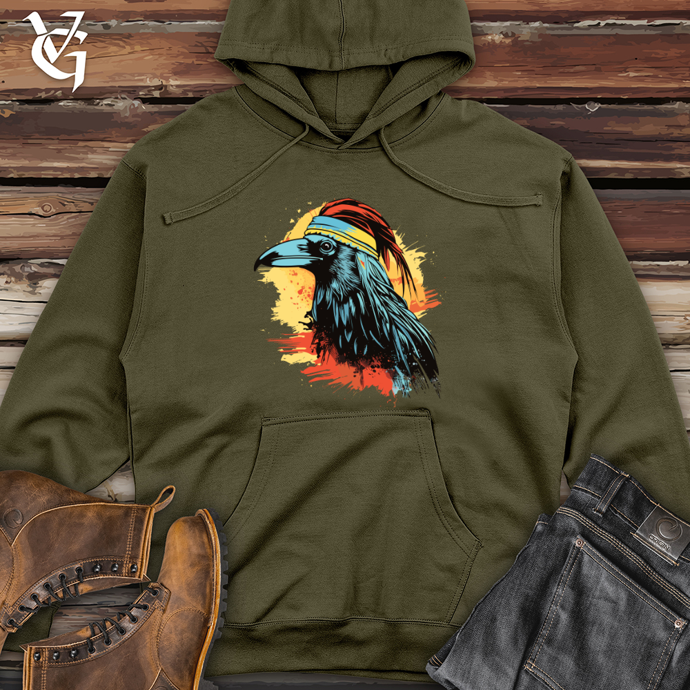 Retro Surfing Raven Midweight Hooded Sweatshirt