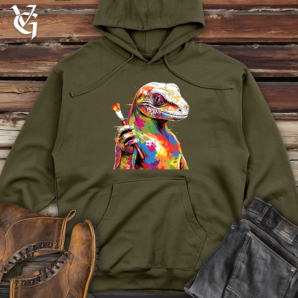 Colorful Brushstroke Lizard Midweight Hooded Sweatshirt