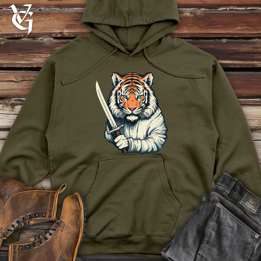 Blade Wielding Tiger Midweight Hooded Sweatshirt