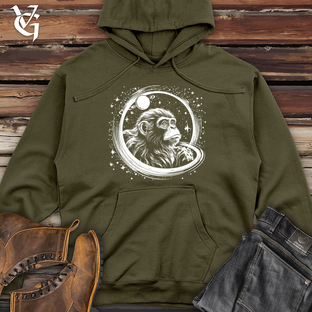 Retro Cosmic Monkey Midweight Hooded Sweatshirt
