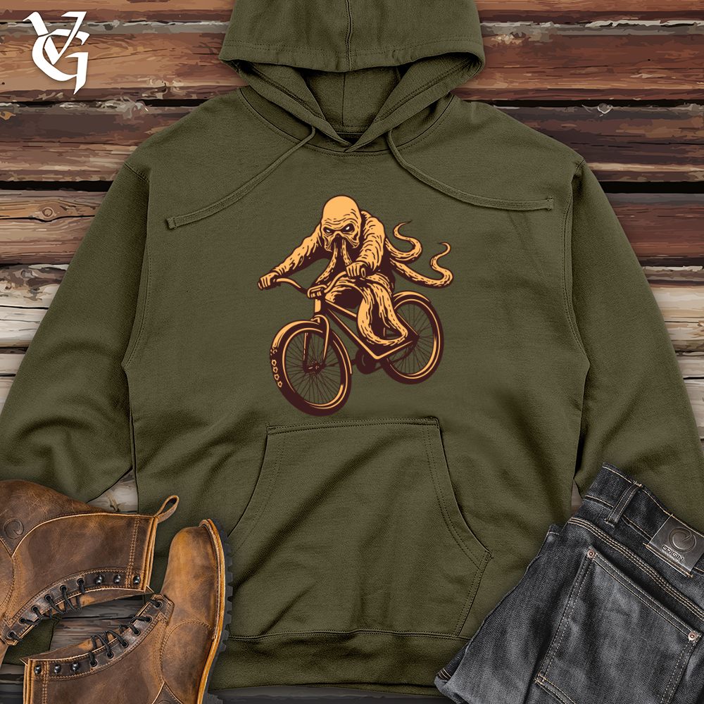 Bike Riding Kraken Midweight Hooded Sweatshirt