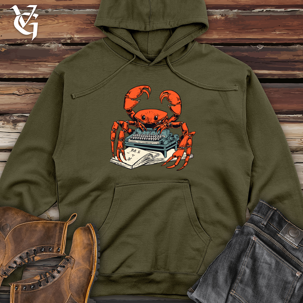 Crabby Punster Typewriter Midweight Hooded Sweatshirt