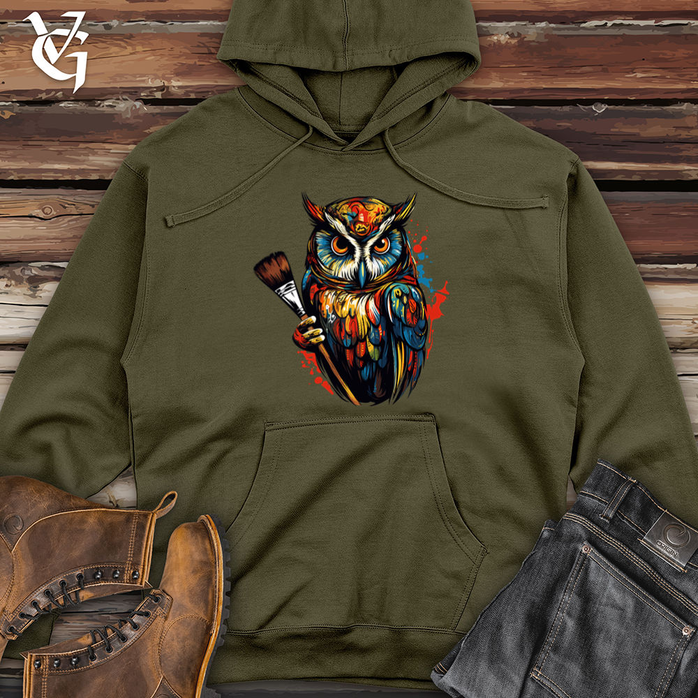 Classic Painter Owl 01 Midweight Hooded Sweatshirt